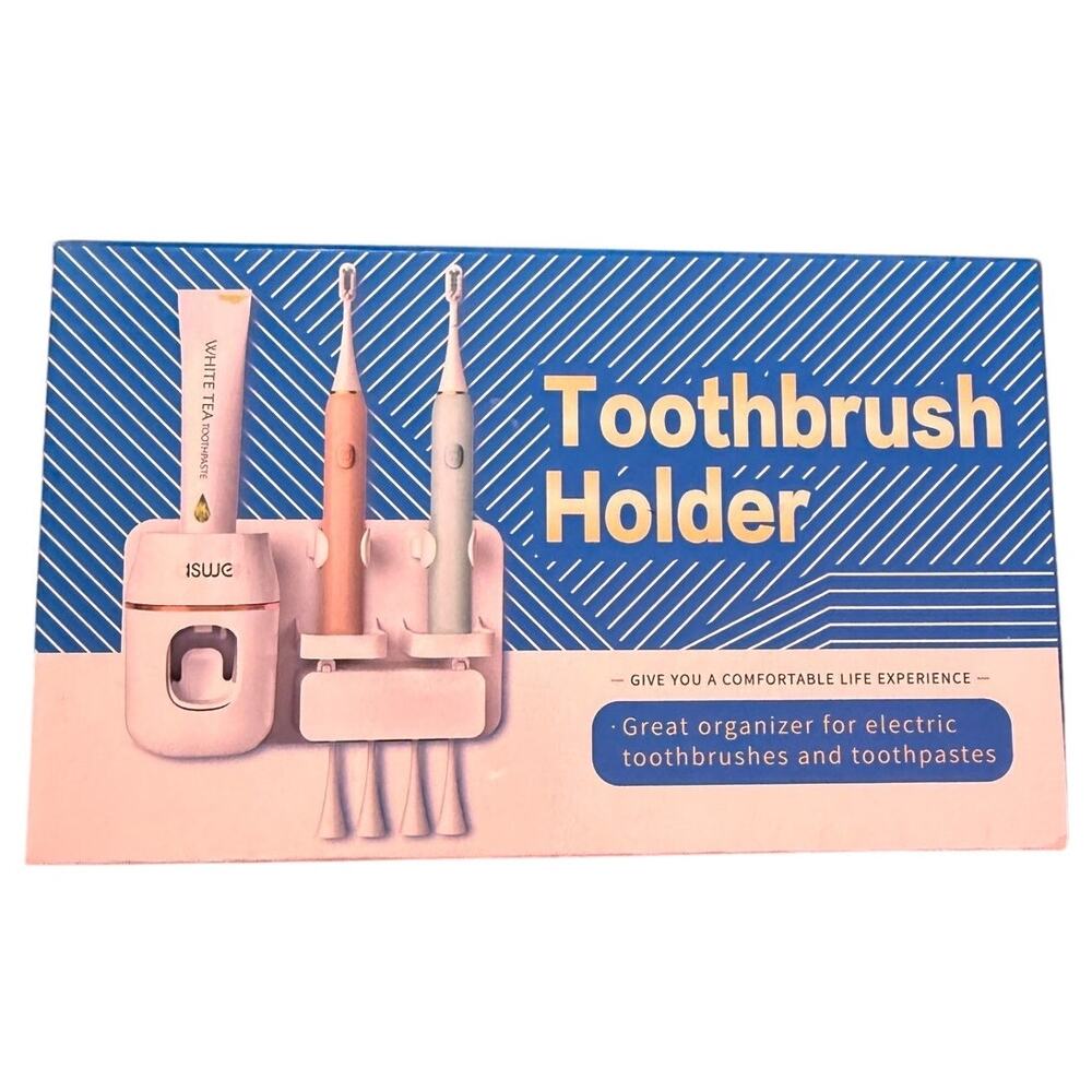 Toothbrush Holder & Dispenser Set Bathroom Organizer White NEW WITH BOX